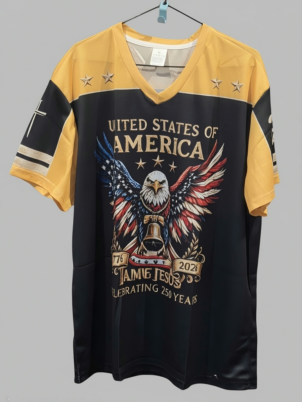 Men's United States of America Eagle Graphic V-Neck Tee - Black & Yellow